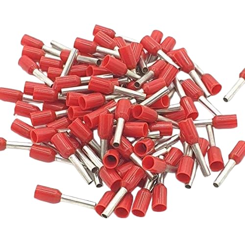 EHI lugs 1 sq mm Wire Ferrules Copper Crimp Connectors,Wire.Crimping Tool,Kit,Insulated Cord Pin End; Terminal, Color Red PC 100 (2)