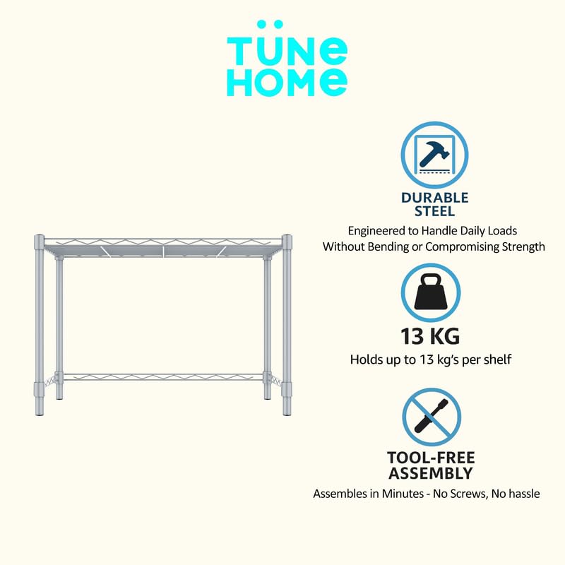 Image of 1-Shelve Heavy Duty Steel Storage Rack | Multipurpose Shelving Unit for Kitchen, Home & Utility