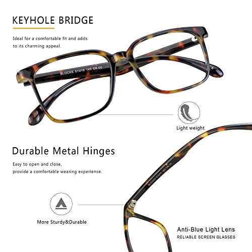 Image of Blue Light Blocking Glasses 3 Pack Square Frame Computer Gaming Reading Glasses Men Women Anti Eyestrain