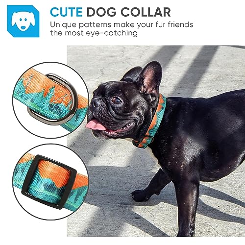 Image of HEELE Dog Collar, Adjustable Soft Dog Collar for Small Medium Large Dogs,Floral Patterned Puppy Collars with Quick Release Buckle S Length 9.84''-14.96'