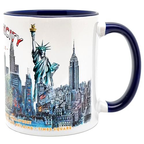 DESSAPT Arts - Mug New York par Guy DESSAPT - Tasse en Céramique - 325 ml (04-Bleu Cobalt)