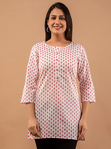 Image of feranoid Women Cotton Printed Straight Short Kurti