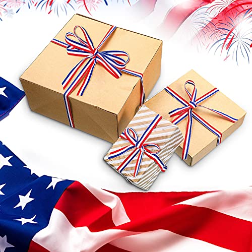 Red White Blue Striped Grosgrain Ribbon Use For Memorial Day Gift Wrapping, Party Decoration, Diy Crafting And Sewing (3/8 Inch X 50 Yard, Red, White, Blue) #TOP4