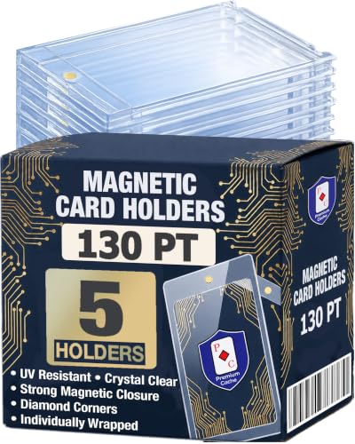 130pt Magnetic Card Holders for Trading Cards | 5 Pack | One Touch Card Holder Thick Protectors Hard Plastic Magnetic Card Cases