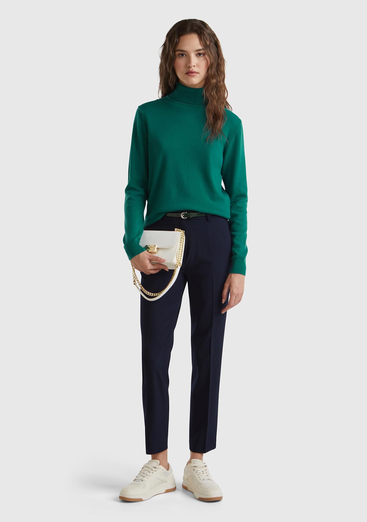 United Colors of Benetton Koszulka kolarska M/L 1002d2348 sweter damski, Zielony, XS