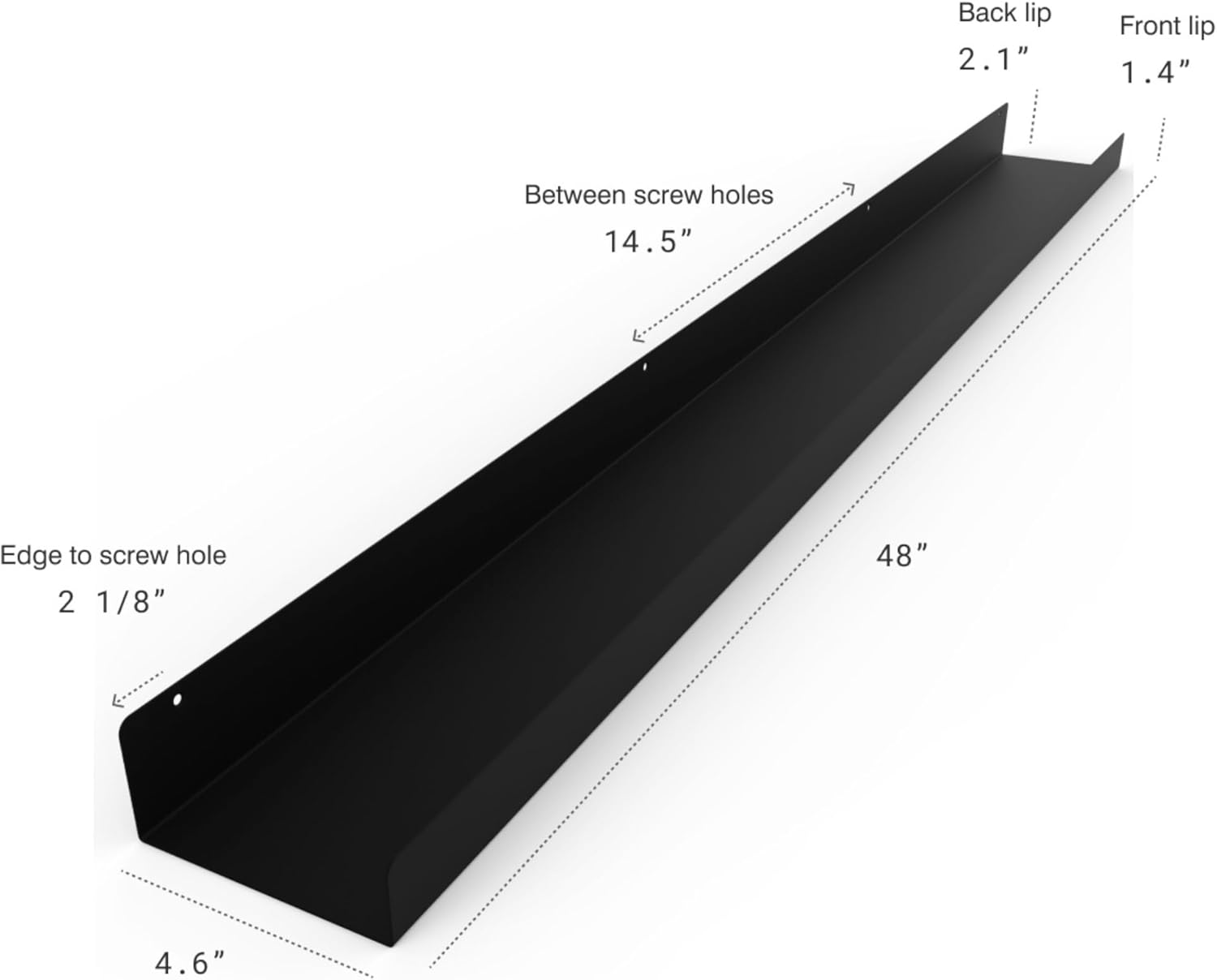 DIY CARTEL Made in USA Floating Metal Wall Shelf Picture Ledge - USA Manufactured Steel - Industrial Heavy Duty Modern Farmhouse Rustic Designed Shelf (48in Black)