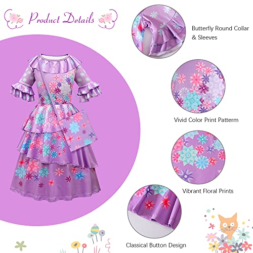 URAQT Isabella Jurk, Isabella Mirabel cosplay Kostuum met Tas, Magische Familie Mirabel Isabela Prinsessenjurken Zomerjurk met Ruches Princess Fancy Dress up voor Bruiloft, Halloween, Kerstmis, Carnaval, Feest, Maskerade, Cadeau - Image 4