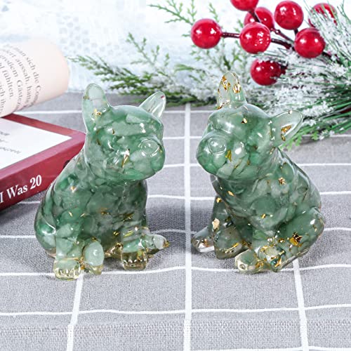Nupuyai Green Aventurine French Bulldog Carved Crystal Animal Statue Ornament - Image 3
