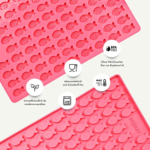 Collory Medium Fisch (3,5cm) Silikon Leckerli Backmatte, Hundekekse selbst backen, Pralinenform, Bonbonform, Material antihaftend und lebensmittelecht (BPA-Frei)