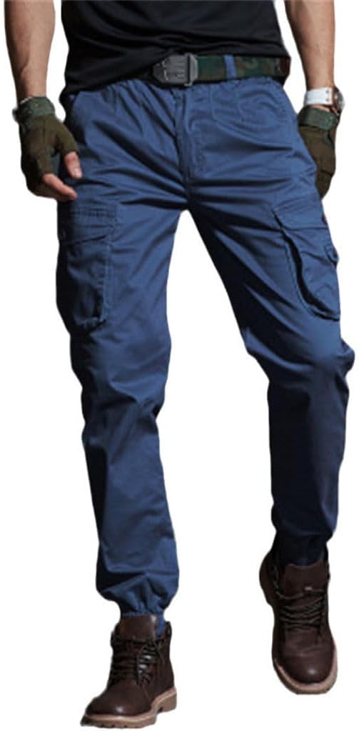 Haitpant Men's Military Tactical Cargo Pants - Camouflage Joggers with Multiple Pockets, Loose Fit Elastic Waist Trousers