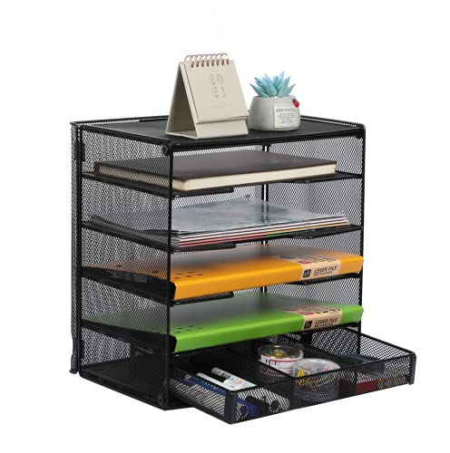 Samstar Dokumentenablage aus Metall, Briefablage Organizer Papierablage Schreibtischablage für A4 Dokument mit 1 Extra Organisator, Schwarz