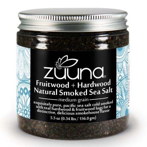 Pure Fruitwood + Hardwood Natural Smoked Sea Salt from ZUUNA (Medium Grain) 5.5oz; 100% Natural, Gourmet Smoked Sea Salt