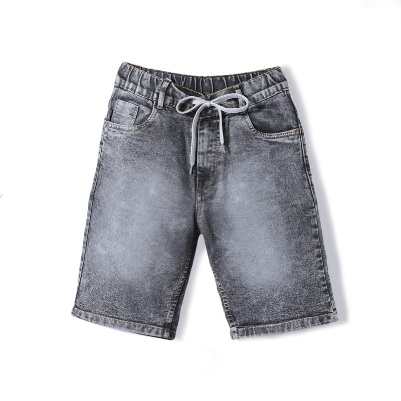 Image of chopper club Boys Denim Shorts with Inner Elastic in Stretchable 3x1 Denim Fabric Regular Fit
