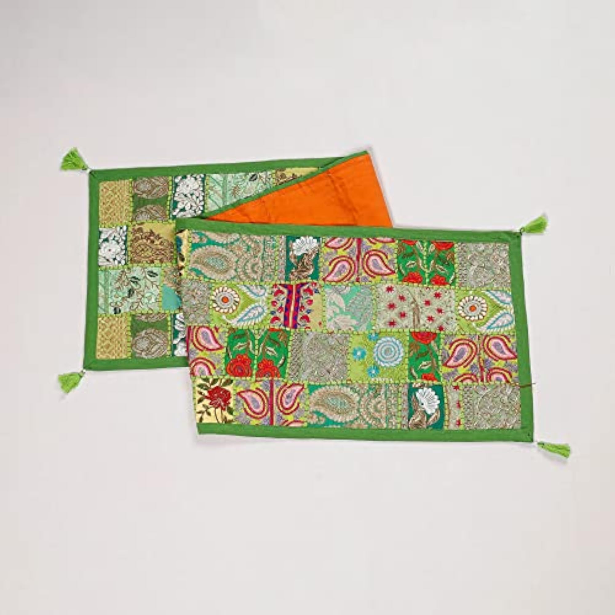 Beaded Antique Cotton Vintage Patchwork Table Runner
