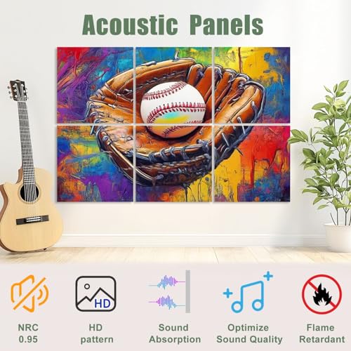 Paneles acústicos artísticos 6 pack para absorción de sonido, adhesivos, 72 x 48 pulgadas miniatura 3