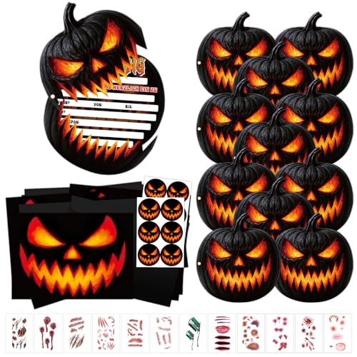 LETTERASHQP Halloween Einladungskarten Kinder Halloween Einladungskarten Halloweenparty Einladung Teufelskürbis Einladungskartens Kinder Karte Einladung für Halloweenparty Grusel Party