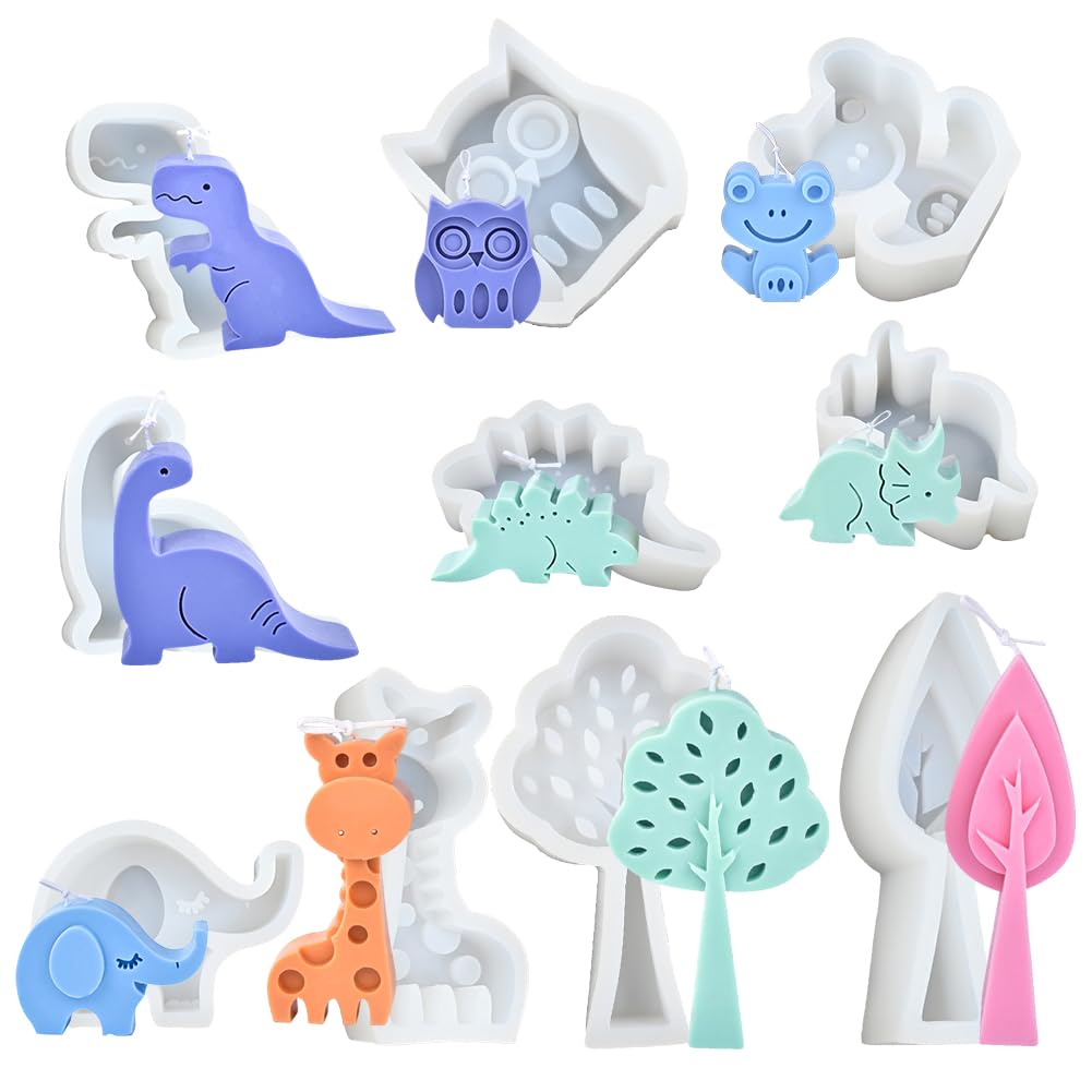 10 Pièces Moule Silicone Chocolat, Moule Silicone Animaux, Moules À Bougies Moules à Bonbons en Silicone Anti-AdhéSif Moule à Savon Moule Gateau Silicone Pour Gâteau Gelée Bonbons Chocolat