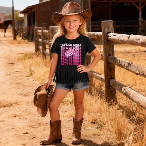 Image of Girls Western Shirt Toddler Tassels Cowgirl T-Shirt Im The Problem Country Concert Shirts Summer Short Sleeve Top