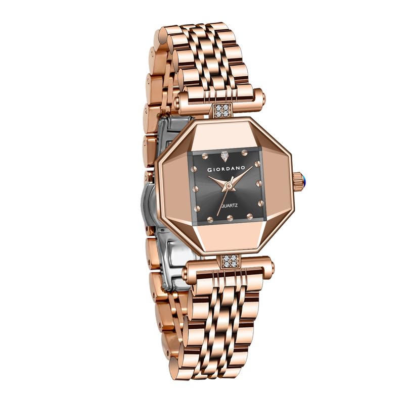 giordano Dress Watch for Women – Rose Gold Finish, Diamond Accented Octagonal Dial & Stainless Steel Strap-picture-38
