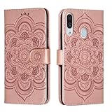 shingtomua for Samsung Galaxy A20 Case Wallet with Card Holder Kickstand Magnetic Soft Leather Flip Fold Case for Samsung A30 Cover (Pink)