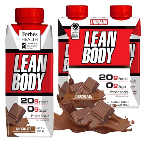 Image of Lean Body Ready-to-Drink Chocolate Protein Shake, 20g Protein, Whey Blend, 0 Sugar, Gluten Free, 22 Vitamins & Minerals, (Recyclable Carton & Lid - Pack of 4)