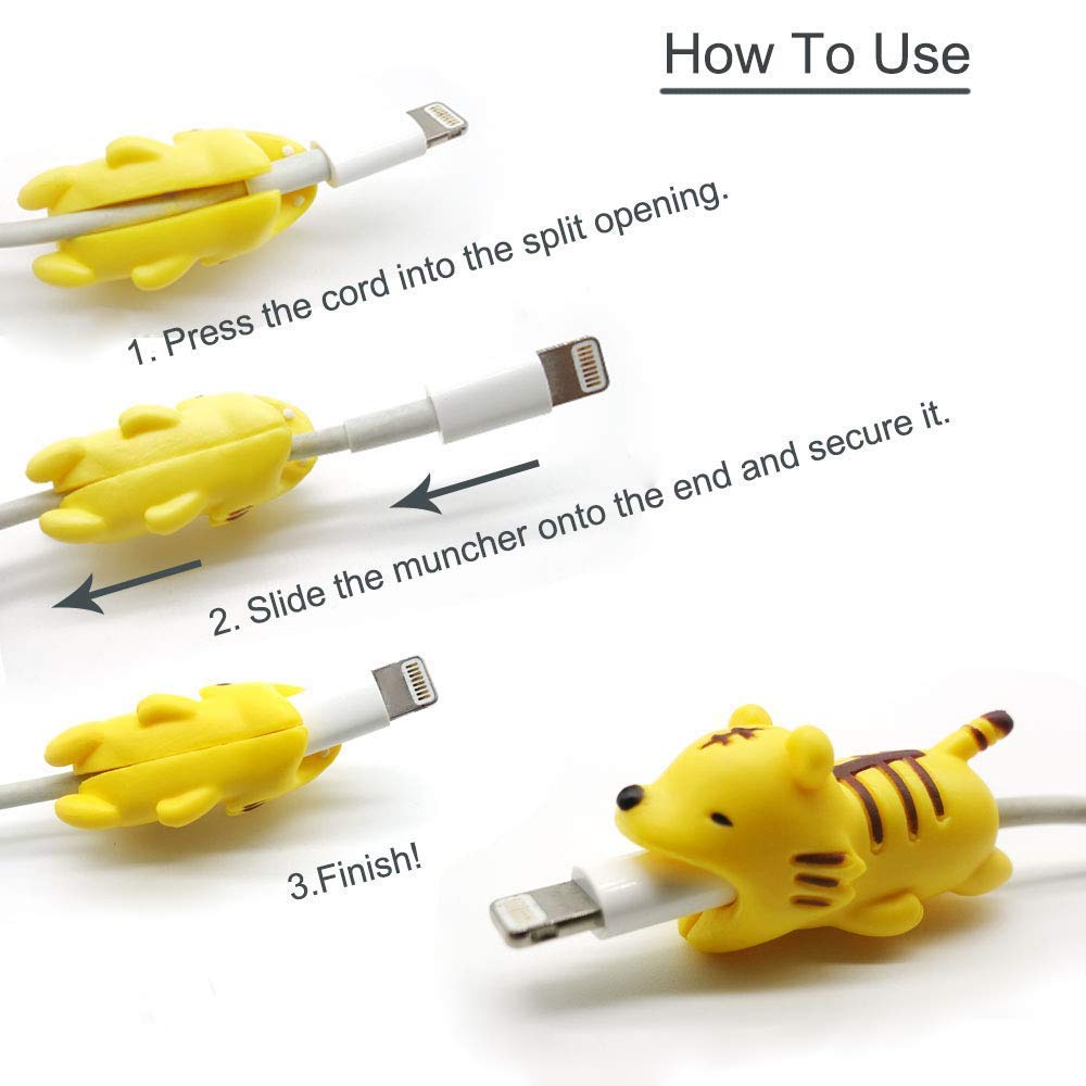 Cable Bites,KARRYSUN 8Pack Cable Protector Cute Animal Cable Bite Including Dog/Cat/Pig/Chameleon/Shark/Tortoise/Tiger/Crocodile Compatible with Phone Cable