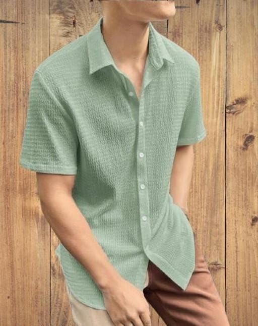 Image of NIRZA Enterprise 1 Men Shirts Set Short Sleeve Solid Design Comfortable Casual Formal Daily Outfit