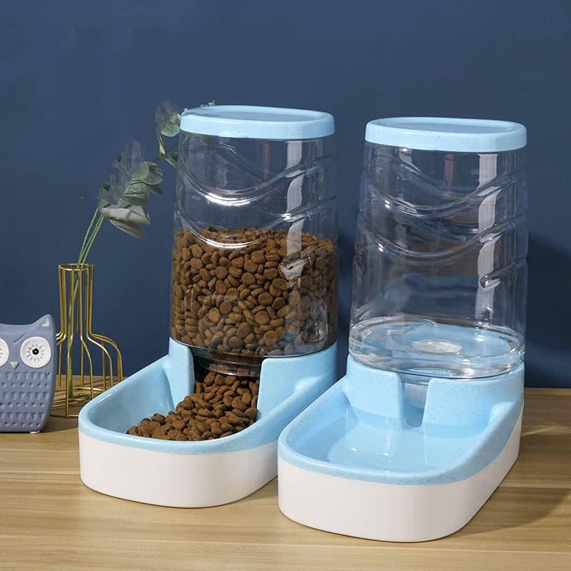 Miniatura 9 de Comedero automático para gatos con gravedad para perros de 1 galón, comedero autodispensable para mascotas pequeñas y medianas, gran capacidad (azul)
