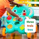 Bright Starts Stroll 'n Roll 2-in-1-Ball Push Walker – Includes 3 Toy Balls, Elephant with 70+ Songs & Sounds, 7 Activities - Ball Drop, Piano, Spinner, Flip Book & More - Image 5