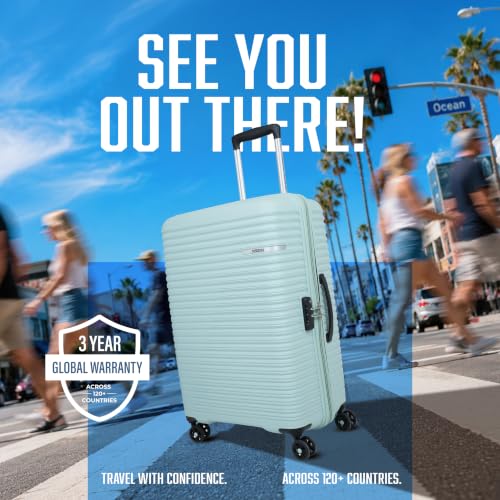 Image of American Tourister Liftoff+|Medium Size Check-in Spinner Trolley Bag (67 cm) for Travel|360 8 Wheel Travel Luggage|Hard Case Polypropylene (PP) Suitcase|Mounted TSA Lock|Seafoam Blue