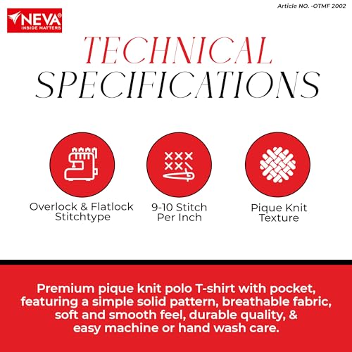 Image of NEVA Men's Regular Fit Half Sleeve Polo Neck T-Shirt with Chest Pocket