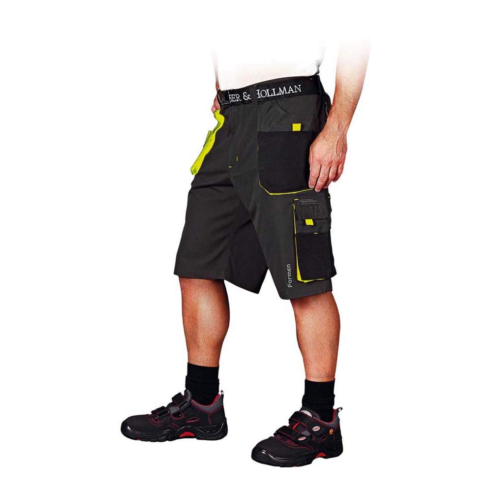 LEBER & HOLLMAN LH-FMN-TS_SBYL Pantalon de Protection Court Noir/Jaune Taille L