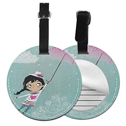 Personality round luggage tag Girls Suitable for travel Flying Girl with a Pink