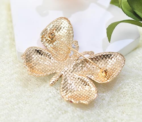 Image of Gyn&Joy Multi-Color Crystal Rhinestone Winged Butterfly Pin Brooch BZ030