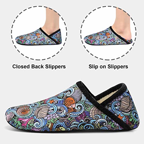 Image of Fires Womens Mens Slippers with Rubber Sole Soft-Lightweight House Slipper Socks Around House Shoes Non Slip Indoor /Outdoor