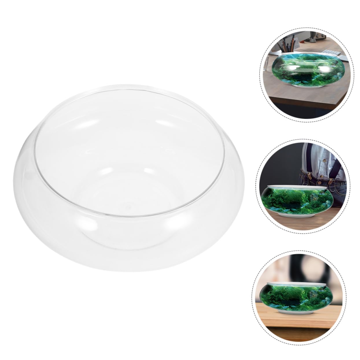 BESPORTBLE 2pezzi Acquario Per Pesci in Plastica Trasparente Boccia Rotonda Da Tavolo Piccolo Acquario Portatile Per Ufficio e Casa Per Pesci Viventi