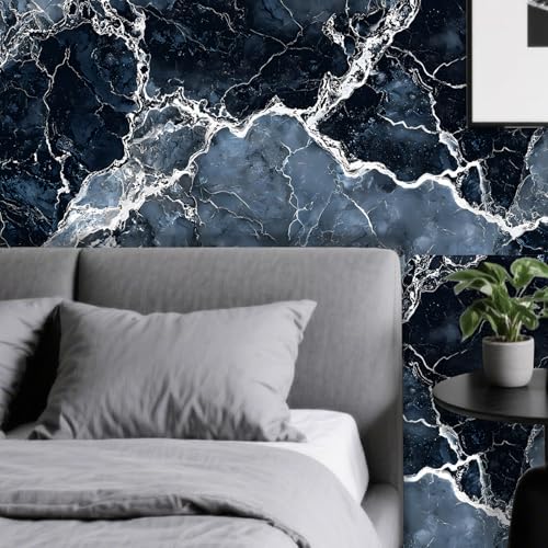 Image of Nuxovilar Grey Marble Vein Peel Stick Wallpaper PVC 15.75x39.37 Inches