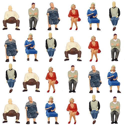 P4804 24 pcs All Seated Figures O Gauge 1:50 Scale Painted People Model Railway New