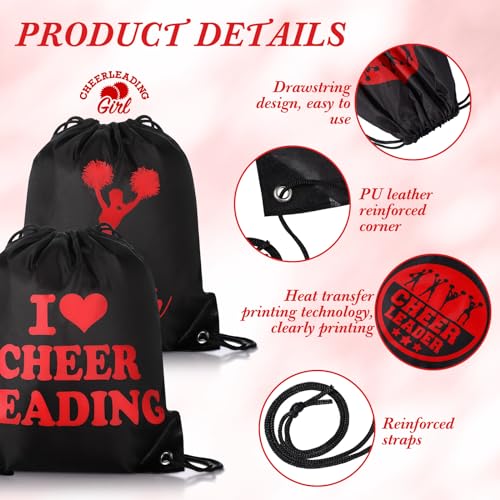 Paterr 12 Pcs Cheer Drawstring Backpack Cheerleaders Drawstring Gym String Bag Sports Gifts for Women Men3