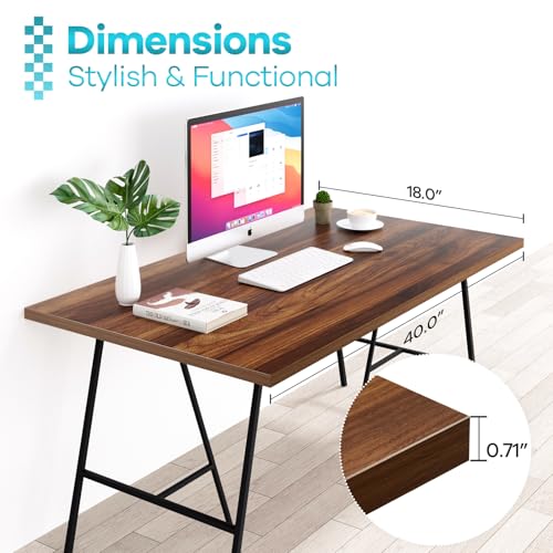 Image of Kaboon Universal Tabletop 40 inchx18 inch, Solid One-Piece Melamine Table Top, Double Desk L-Desk Floating Desk DIY, Home and Office,Dark Walnut