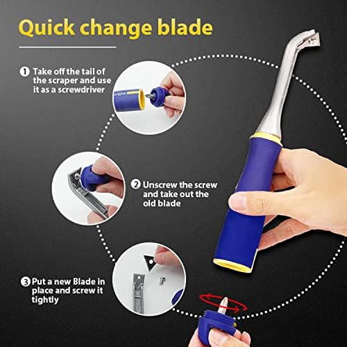 MANUFORE Carbide Paint Scraper with 1 Inch Three-Edged Tungsten Steel Blade for Removing Paint, Glue, Grout
