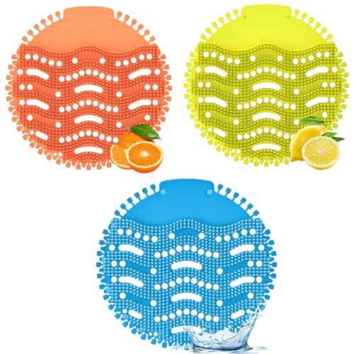 SGERUFZ Paquete de 3 Rejillas Urinario con Aroma, Inserción Universal para Orinal Adulto, Urinal Screen Desodorante, Pastel de Urinario