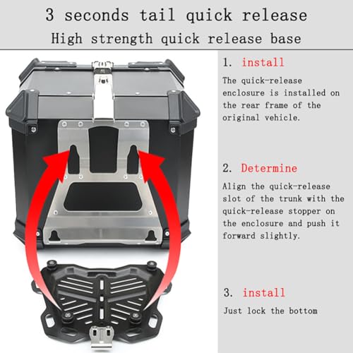 Coffre de moto en aluminium argenté haut de gamme avec serrure de sécurité - 4