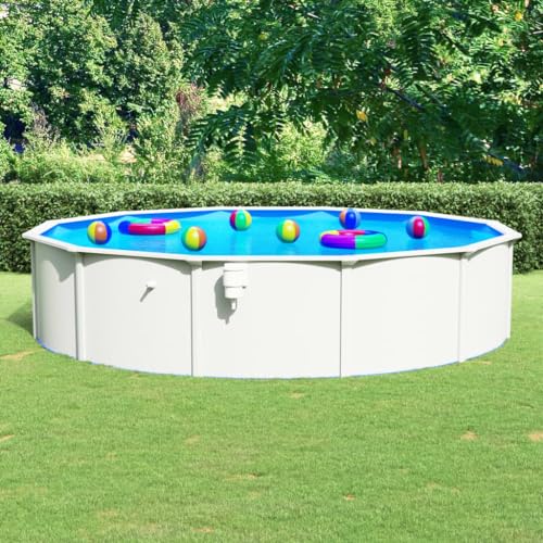 INLIFE Piscina con paredes de acero redonda 550 x 120 cm blanca para casa y jardín, piscinas y spa (144,2 kg)