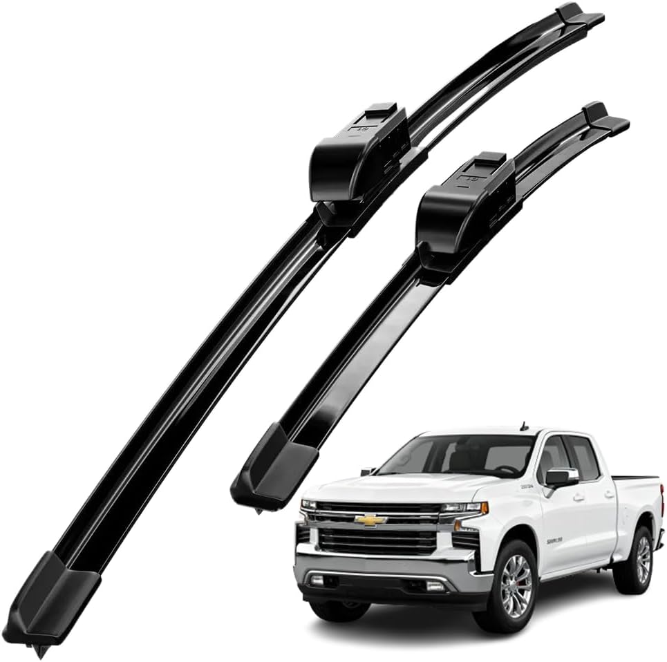 Compatible With Chevrolet Silverado 1999-2024 All Trims Front Windshield Wipers Water Repellent Available in All-Seasons OEM Quality Set of 2 (Driver & Passenger Side) 22"+22" Black Silverado 2019-2024