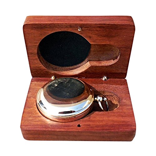 Brújula de bolsillo de latón con caja de madera de rosa THOR INSTRUMENTS, brújula para senderismo con estilo vintage miniatura 2
