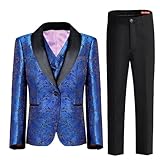 ELPA ELPA Boys Royal Blue Tuxedo Suit 4-Pieces Fashion Tuxedo Little Kids and Big Youth Boys Formal Tuxedo Suit Size 8