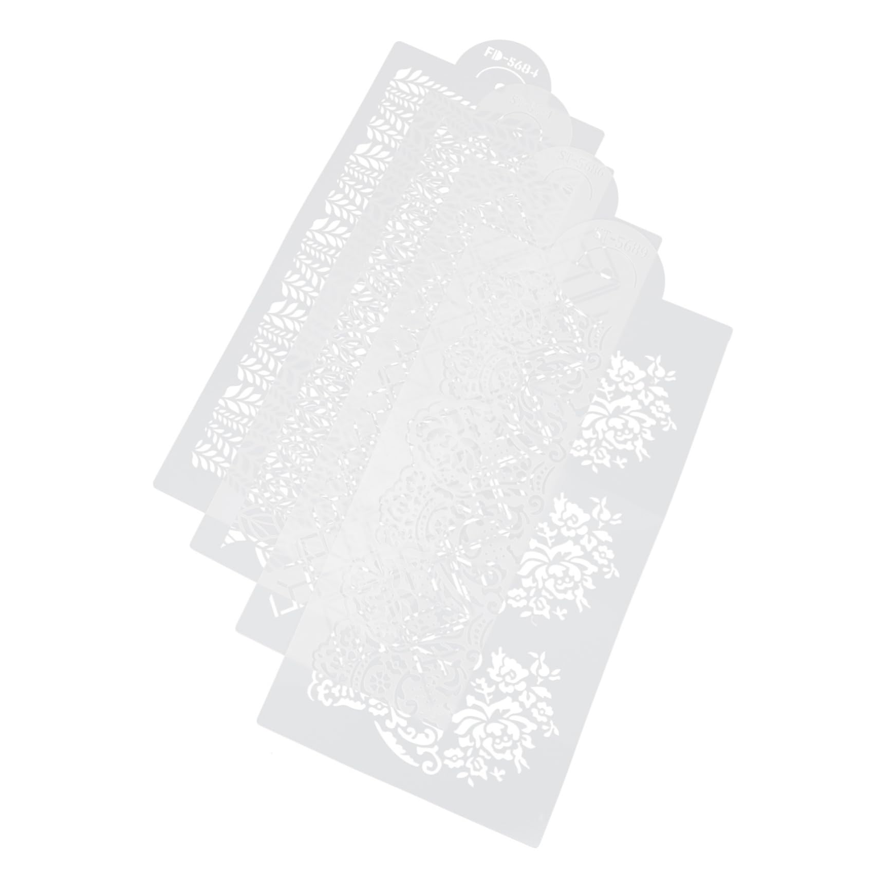 KONTONTY 4Pcs Reusable Cake Decorating Stencils Hollow Out Fondant for DIY Crafts Baking and Designs Easy to Clean Non Stick for Unique Cake Prints