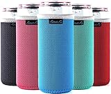 Slim Can Cooler Sleeves (5-Pack) Insulated Neoprene Slim Can Koolie for White Claw - Skinny Can Cooler for Seltzer - Skinny Can Koolies for Slim Beer - Tall Can Koolie for Truly Coolies for Slim Cans