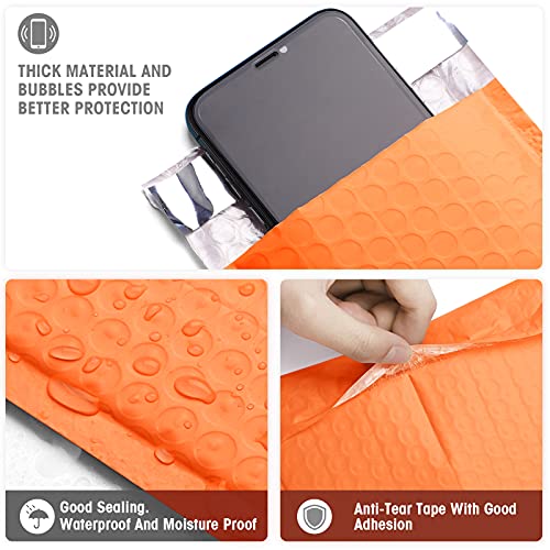 Image of Metronic Bubble Mailers 4x8 Inch 800 Pack Orange Bubble Envelopes | Usable Size 4x7 inch Waterproof Padded Mailing Envelopes for Shipping Jewelry Makeups